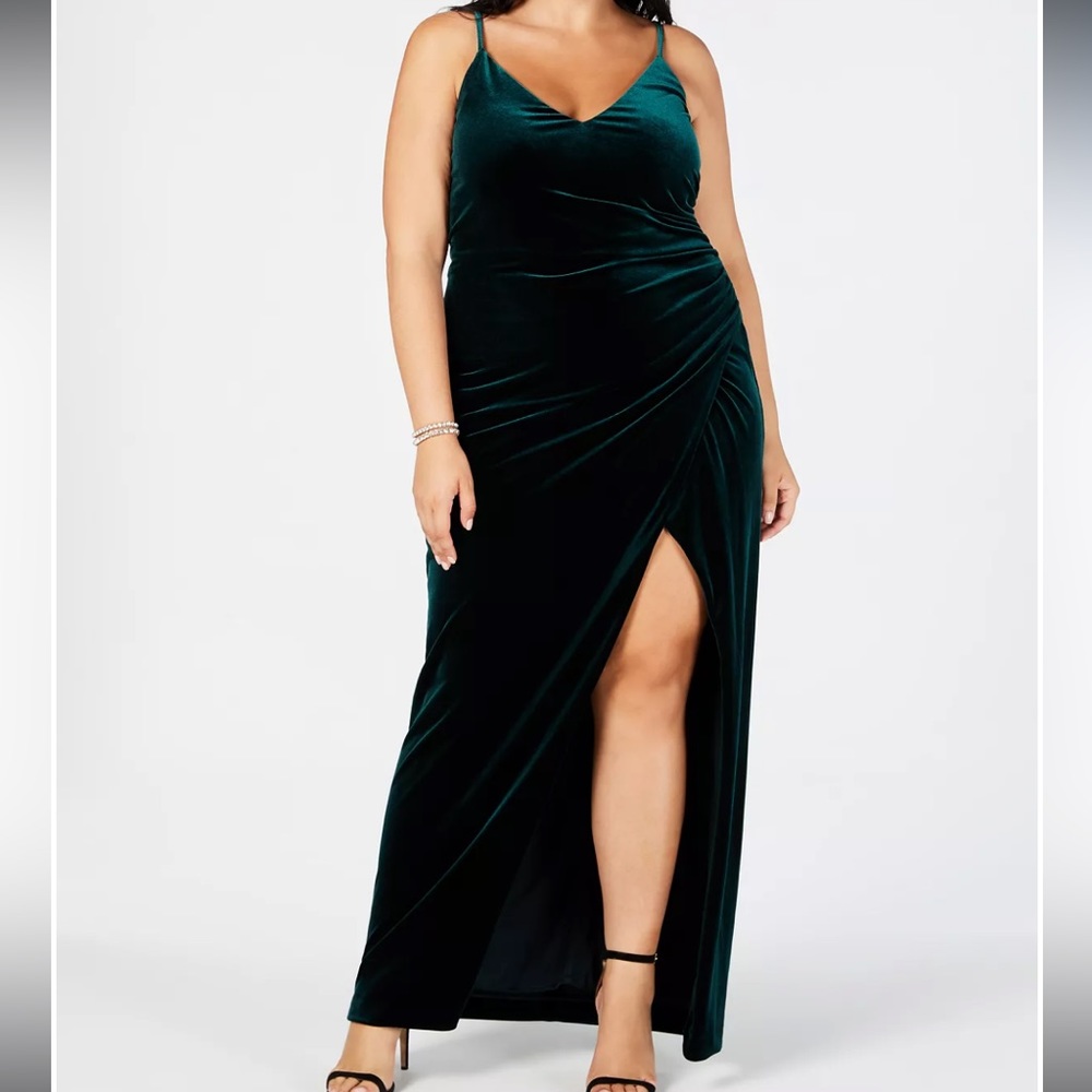 Green velvet gown